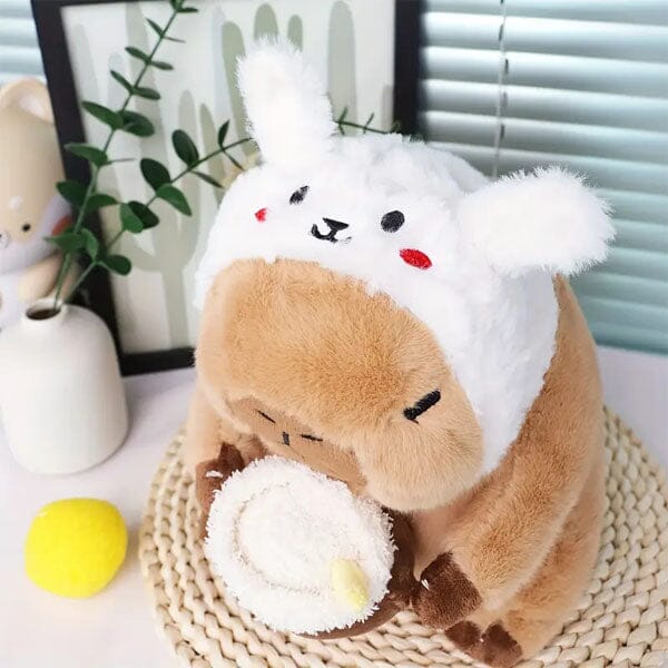 Capybara 9" Kawaii Bunny Hat & Boba Drink Plush Toy - Image 4