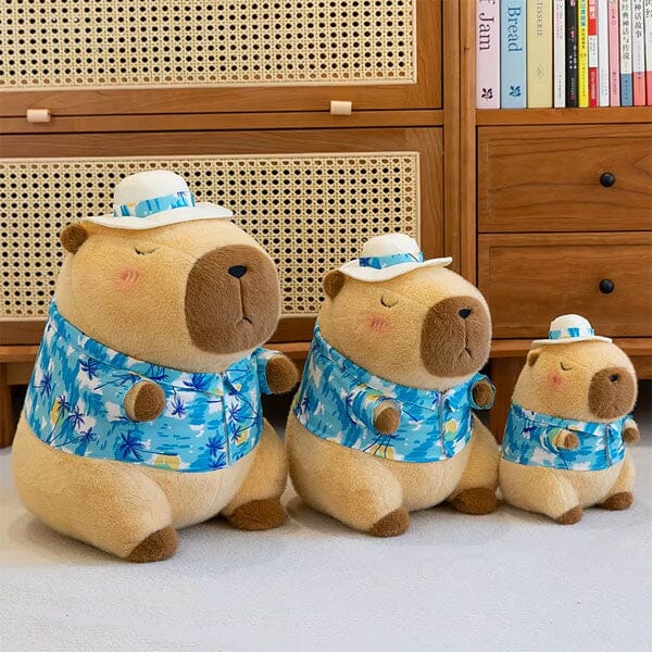Capybara 9" Kawaii Hawaiian Vacation Shirt & Hat Plush Toy - Image 4