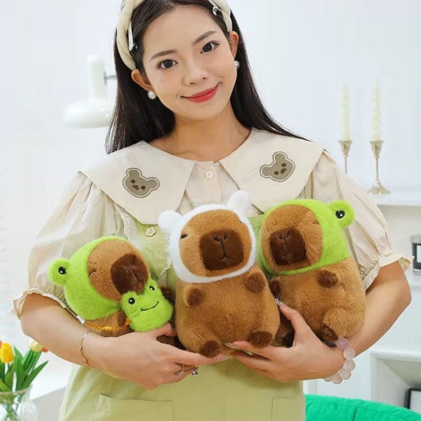 Capybara 9" Kawaii Matching Frog Hat & Purse Plush Toy (1pc) - Image 4