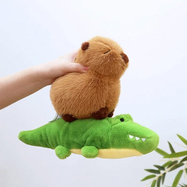 Capybara 9" Kawaii Plush Toy with Crocodile - Image 2