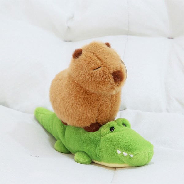 Capybara 9" Kawaii Plush Toy with Crocodile - Image 4