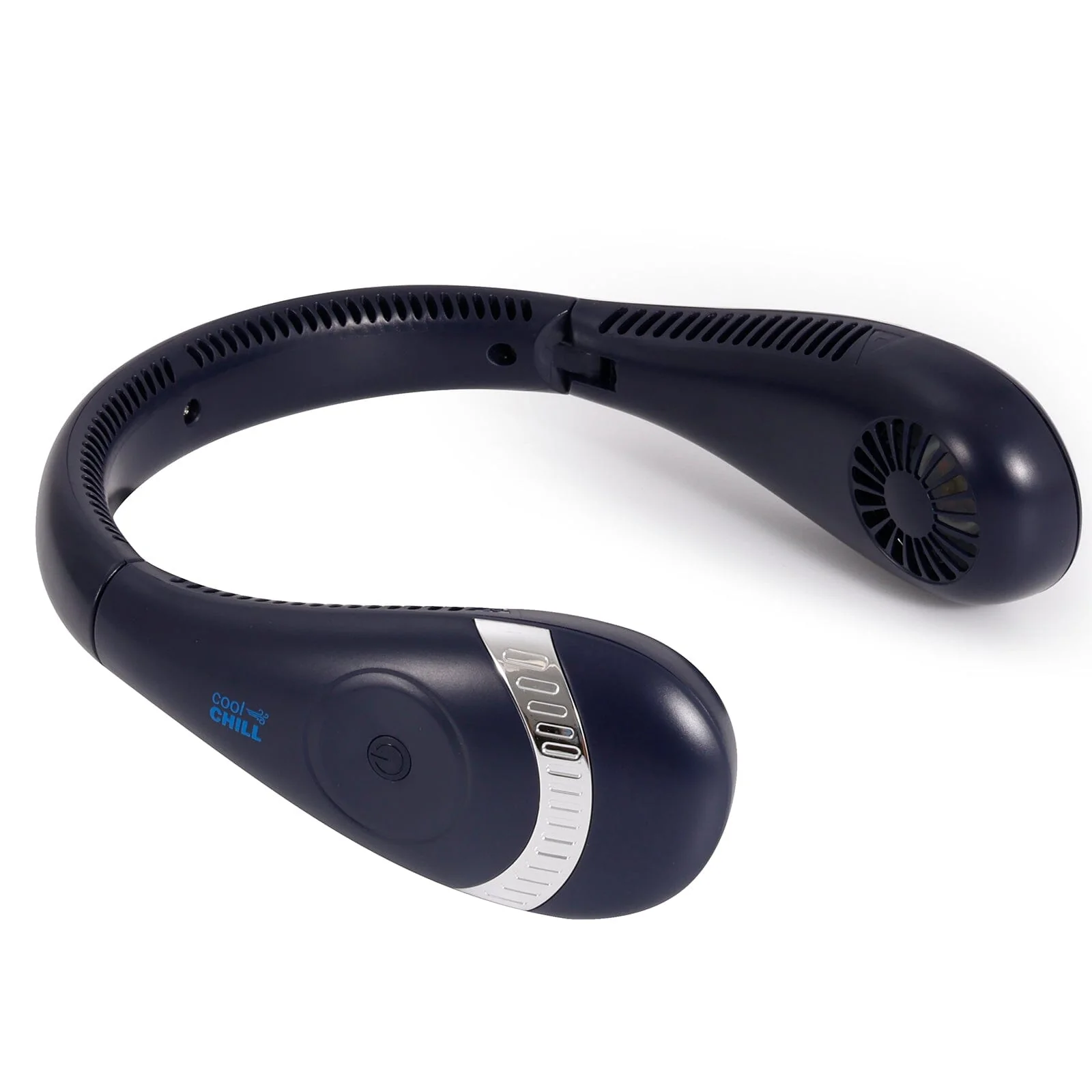 Cool Chill: Foldable NeckSlim Fan With Digital Display in Dark Blue - Image 3