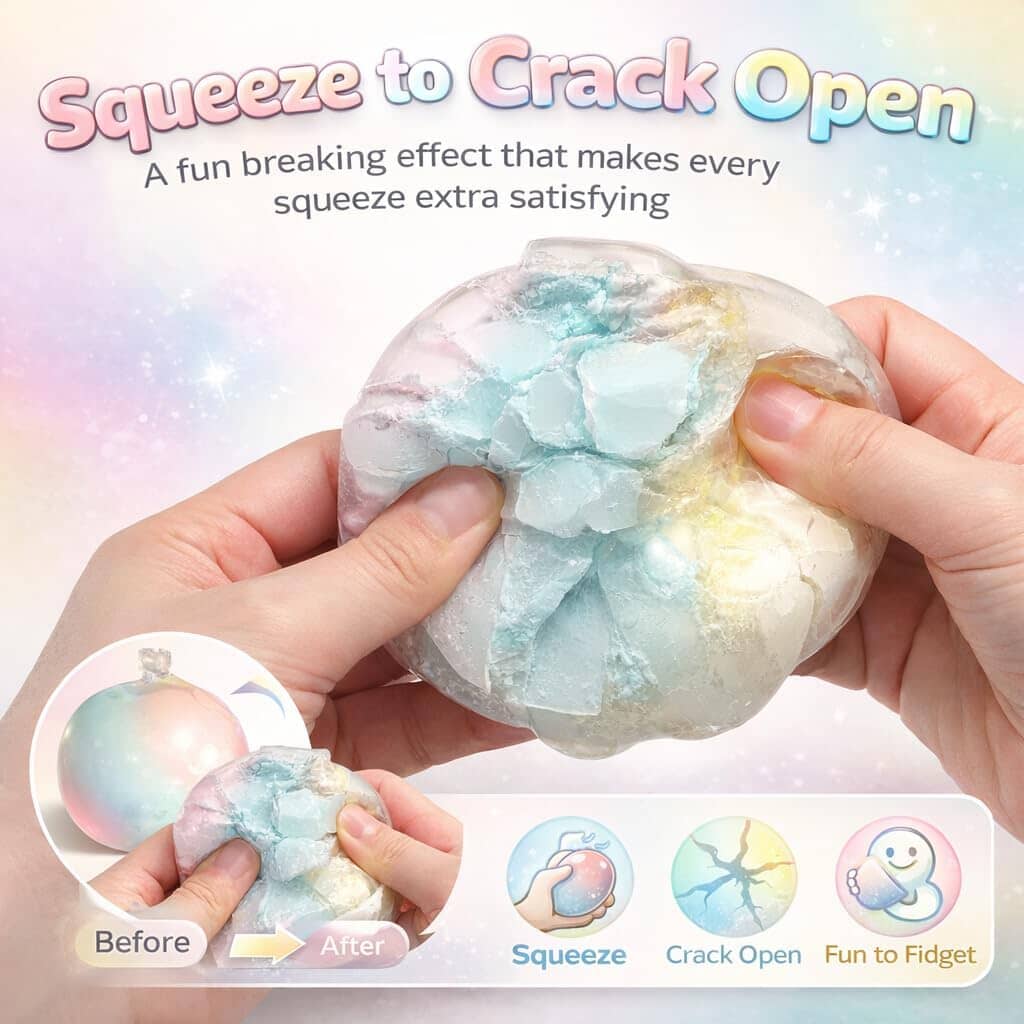 Cotton Candy Wax Cracking Squishies® 2.36" Fidget Toy (1pc) - Image 2