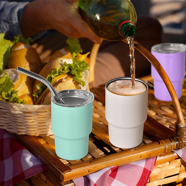 HydriEase Mini 3oz Vacuum Insulated Tumbler Shot Glass Cups With Straws (4pk) - Image 12