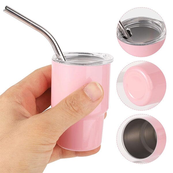 HydriEase Mini 3oz Vacuum Insulated Tumbler Shot Glass Cups With Straws (4pk) - Image 13