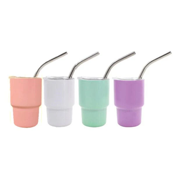 HydriEase Mini 3oz Vacuum Insulated Tumbler Shot Glass Cups With Straws (4pk) - Image 14