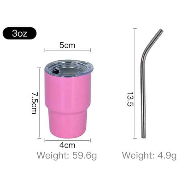 HydriEase Mini 3oz Vacuum Insulated Tumbler Shot Glass Cups With Straws (4pk) - Image 16