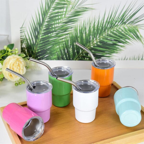 HydriEase Mini 3oz Vacuum Insulated Tumbler Shot Glass Cups With Straws (4pk) - Image 3
