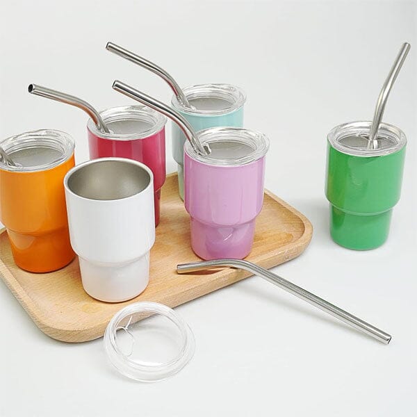 HydriEase Mini 3oz Vacuum Insulated Tumbler Shot Glass Cups With Straws (4pk) - Image 7