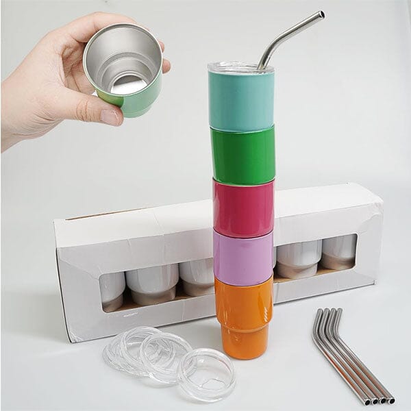 HydriEase Mini 3oz Vacuum Insulated Tumbler Shot Glass Cups With Straws (4pk) - Image 8