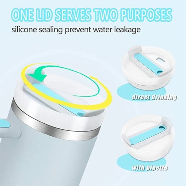 HydriEase 40oz Vacuum Insulated Tumbler Cup With Handle & Straw - Image 4