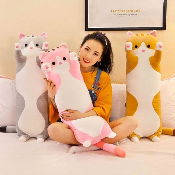 Long Animal Plush Toy Styles (3FT Long!) | Pink Tabby Cat - Image 5