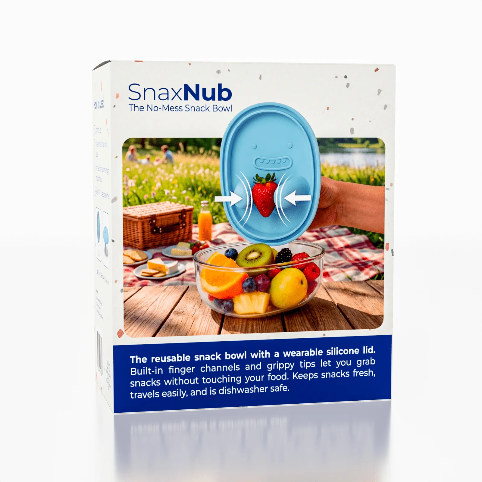 SnaxNub The No-Mess Snack Bowl w/ Silicone Pinchers (250mL Capacity) Color Ships Assorted