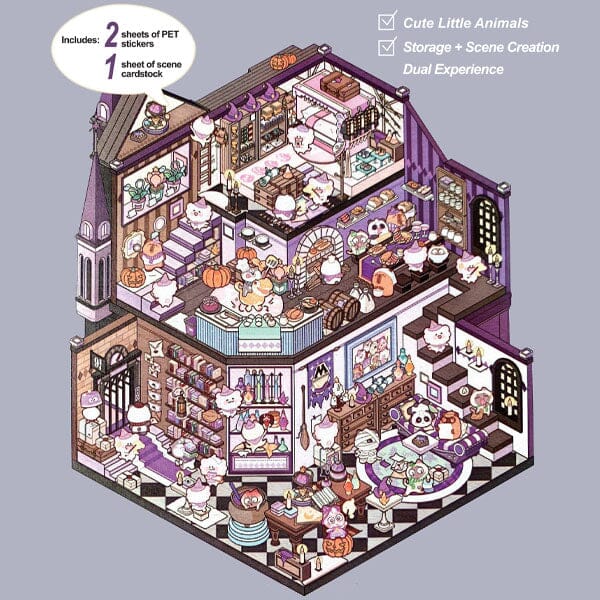 Studio Art Moodioma Kawaii Sticker Story Scene Kit (2 Sticker Sheets + Background Card) Multiple Styles - Image 4