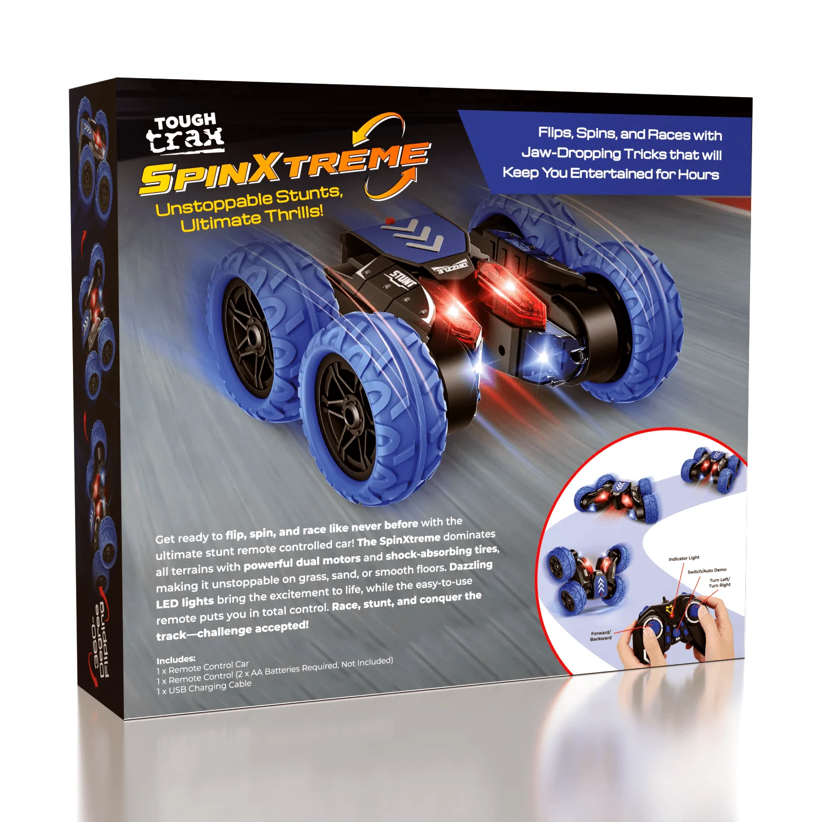 Tough Trax SPINXTREME Remote Control Spinning Stunt Car - Image 2