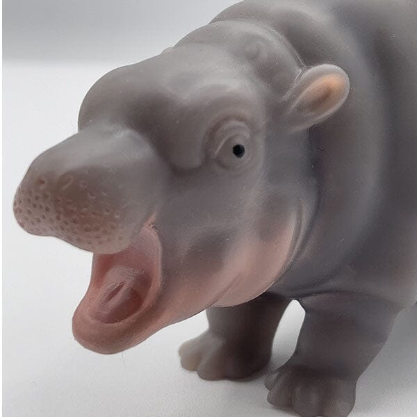 TrueHeart Treasures Silicone Squishies® Reborn Animals: Mini Hippo Newborn Baby (Includes Bed & Bottle) - Image 11