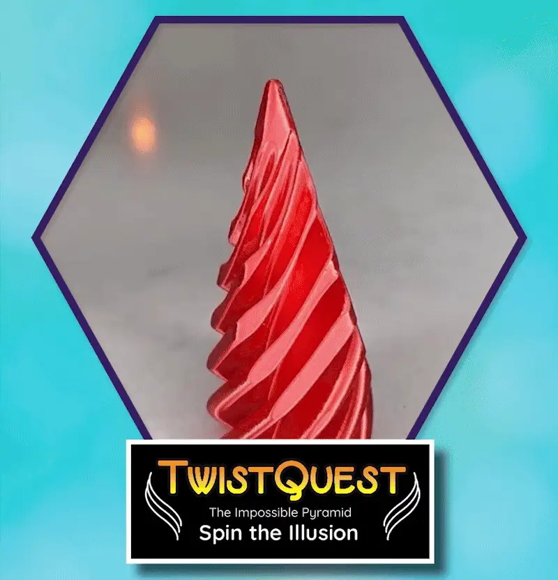 TwistQuest 3D Printed Fidget Spiral Cone Toy (Black & Red) - Image 3