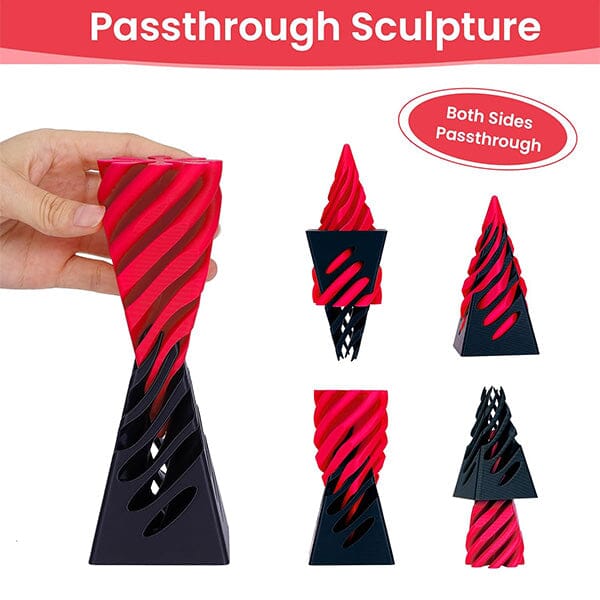 TwistQuest 3D Printed Fidget Spiral Cone Toy (Black & Red) - Image 6