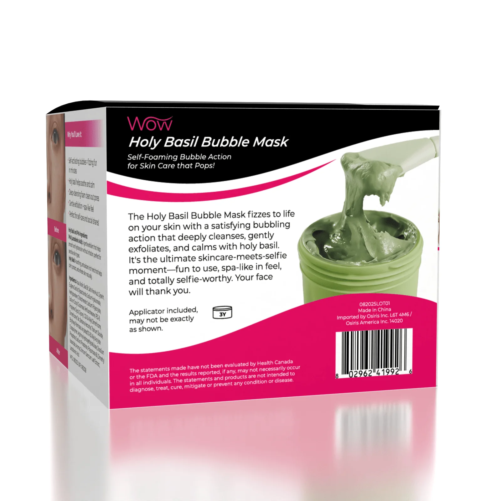 WOW Holy Basil Self-Foaming Bubble Mask (90g) Includes Applicator - Image 2